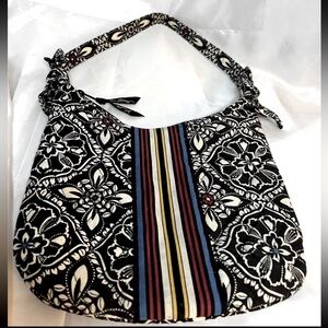 Vera Bradley Retired Barcelona Hobo Bag Tied Bow Strap Zip Multi Color Purse